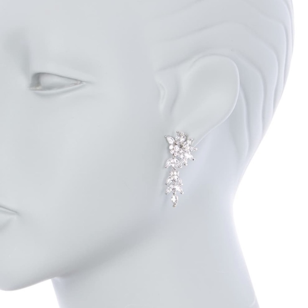 RIVKA FRIEDMAN Rhodium Clad CZ Drop Jewel Earrings - Picture 3 of 8